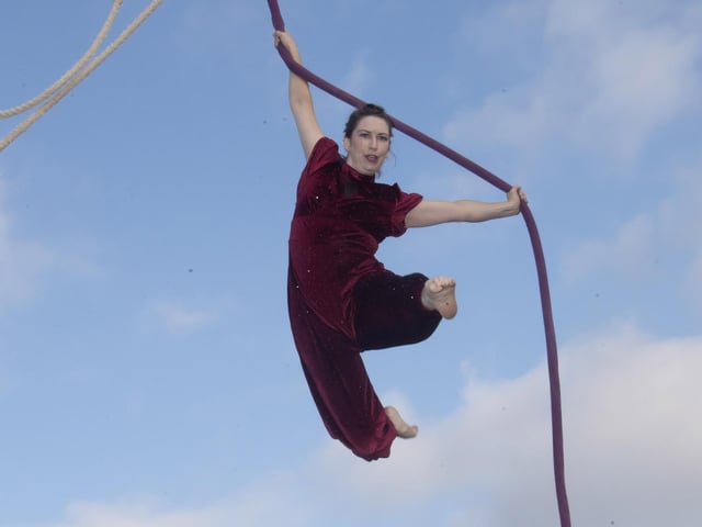 Just one of the stunts by the Symmetry Circus on Friday at Bull Park. (Photos: Jim McCafferty Photography) : .