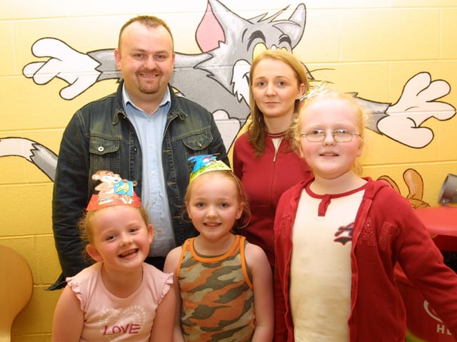 Lauren Friel, Sarah Friel and Abbie Friel with Sean and Fiona Friel