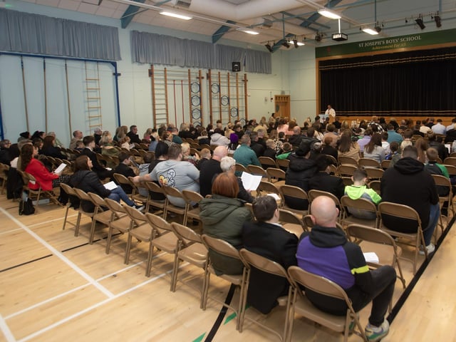 Fr. Shaun Doherty, Chaplain, St. Joseph's Boys School, celebrating the Annual Year 8 Induction Mass at the school on Thursday night last. (Photos: Jim McCafferty Photography)