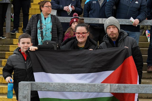 Fans at Derry’s game against Dublin, in Celtic Park, on Saturday. Photo: George Sweeney