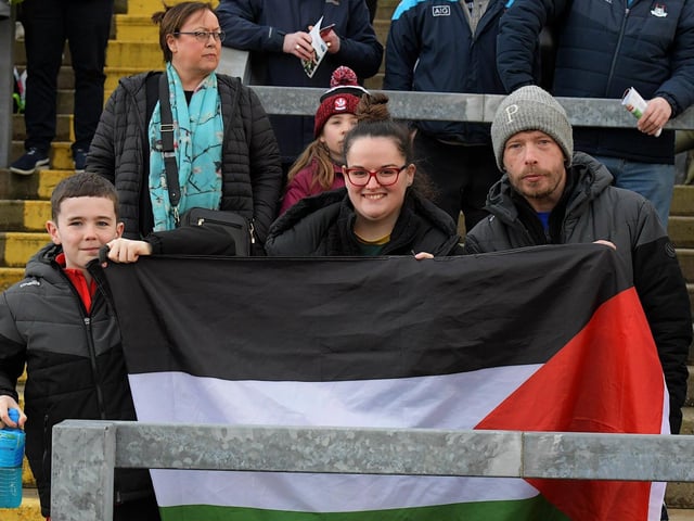 Fans at Derry’s game against Dublin, in Celtic Park, on Saturday. Photo: George Sweeney