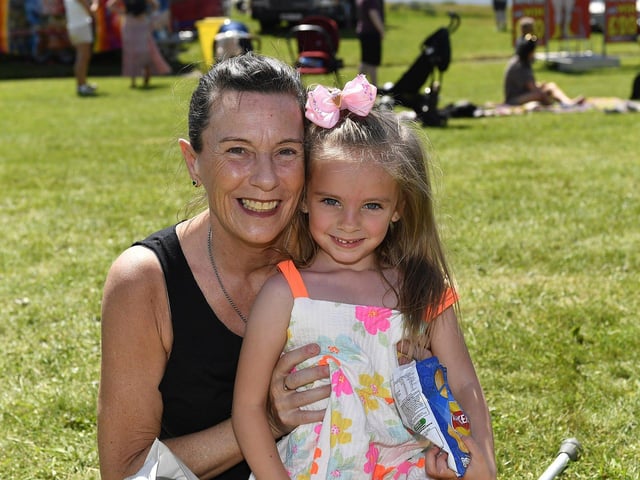 Karen Houston and four-year-old Ivy Curran from Derry at the Kids Fest held at the Shore Front, in association with the Buncrana Music Festival. Photo: George Sweeney