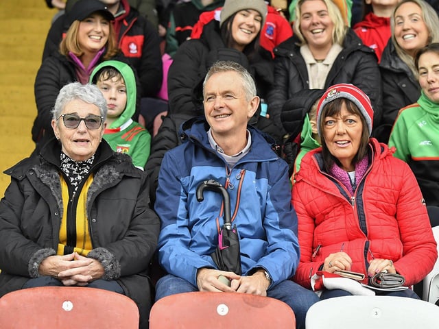 Fans in Celtic Park, on Sunday afternoon, for the Derry Junior Football Championship Final between Doire Trasna and Slaughtmanus. Photo: George Sweeney