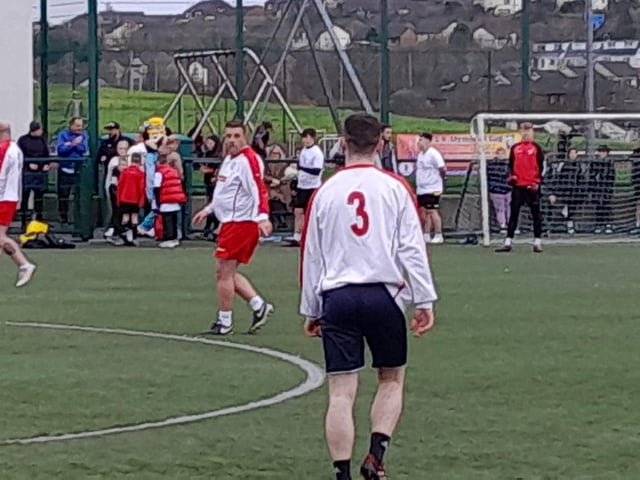 Footballers and supporters at the Galliagh Community Response (GCR) Memorial Cup in memory of Bronagh McLaughlin and Caitlin McLaughlin last Saturday.