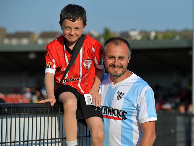Fans in the Ryan McBride Brandywell Stadium for the Derry City versus Bohemian game on Friday evening. Photo: George Sweeney. DER2322GS – 139