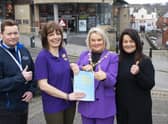 Paddy McDermott (Millennium Forum Front of House Manager), Ana María Valadez Peña (Makaton Tutor), Mayor of Derry/Strabane, Cllr Sandra Duffy, Lisa Heaney (Box Office & Access Manager, Millennium Forum)