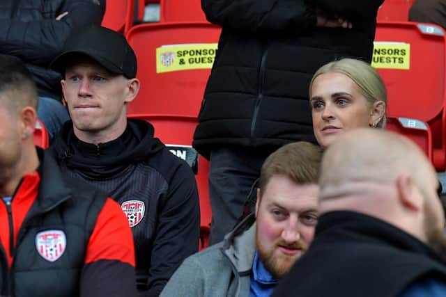 Wigan Athletic and Republic of Ireland international James McClean and his wife Erin were at the game between Derry City and Shamrock Rovers earlier this year. Photo: George Sweeney. DER2318GS – 32