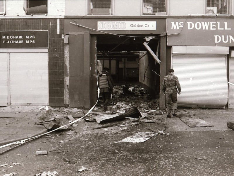 Bomb at Stevenson bakery, William Street.