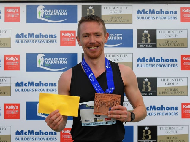 Bentley Walled City 10 Miler 2024 winner Timothy Johnston of Annadale Strikers. Photo: George Sweeney