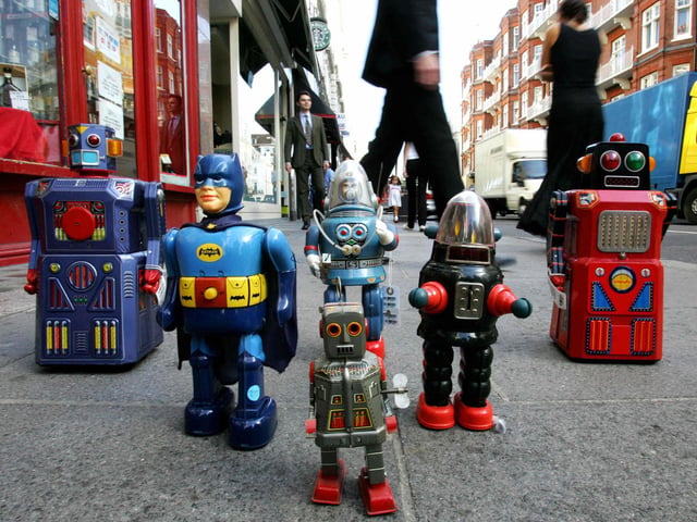 They could walk, talk and some even had flashing moving images so it's no surprise toy robots were big business back in the day. These are some earlier examples from the Paul Lips collection. (CARL DE SOUZA/AFP via Getty Images)