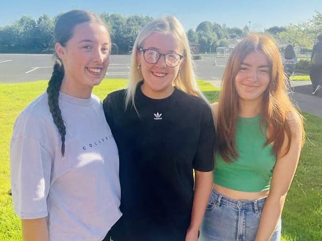Year 14 Thornhill College girls delighted with their outcomes in their A Level examinations.