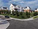 A 3D image and view of a proposed apartment building that is due to be developed in Upper Galliagh after councillors backed  a Reserved Matters Application for 169 dwellings – 22 detached, 110 semi-detached, 24 apartments and 13 townhouses