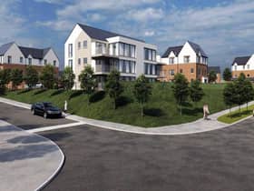 A 3D image and view of a proposed apartment building that is due to be developed in Upper Galliagh after councillors backed  a Reserved Matters Application for 169 dwellings – 22 detached, 110 semi-detached, 24 apartments and 13 townhouses