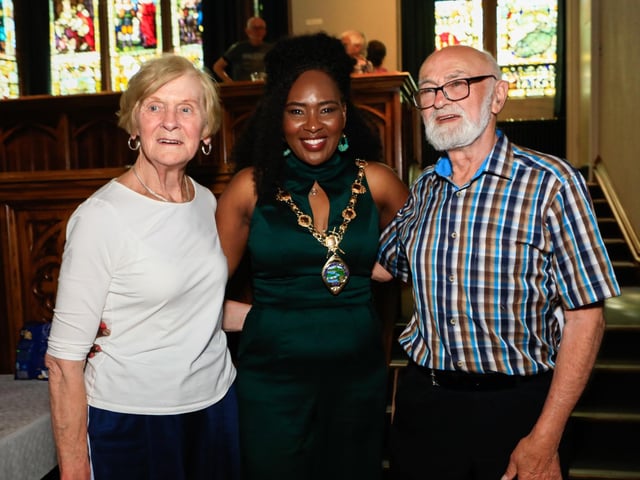 Mayor Lilian Seenoi Barr with Patsy and Mary Cassidy at the Mayor's final Tea Dance held in the Guildhall. (Photo - Tom Heaney, nwpresspics)