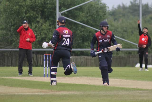 Renco Adams is out lbw to Nasir Nawar during the weekend's league action. (Photo: Lawrence Moore)