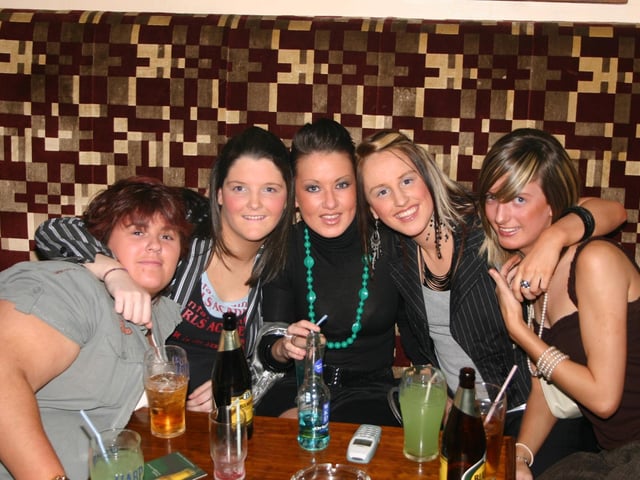 The girls having a good time at the party in Jackie Mullans  left to right Stacey, Megan, Laura, Leona and Aine. 2207/dd : Parties and celebrations January 2006: Kevin Ward.