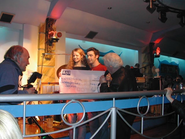 Mickey Joe Harte with a cheque for Lifford Hospice.