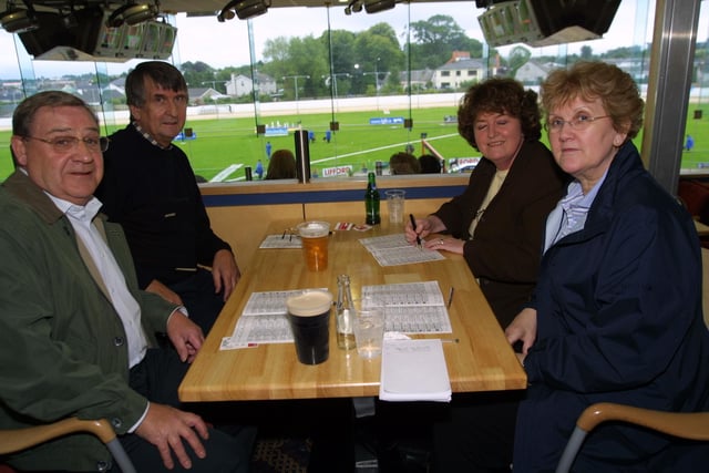 Enjoying an evening at the Lifford Greyhound track in August 2004.