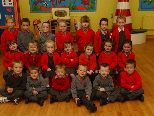 Junior Infants from Scoil Iosagain, Buncrana. (2609PG27):20 years on: Young people across Derry and Donegal starting school in September 2003