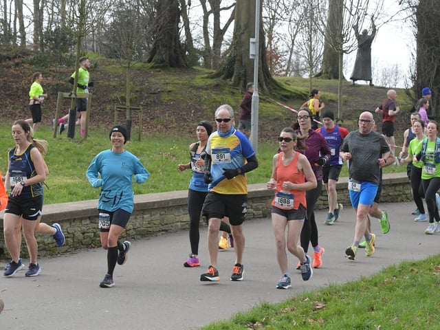 Competitors make their way around St Columb’s Park on Saturday morning. Photo: George Sweeney