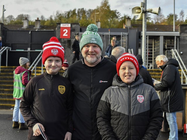 Fans arrive at the Brandywell for Derry City’s game against Shamrock Rovers. Photograph: George Sweeney