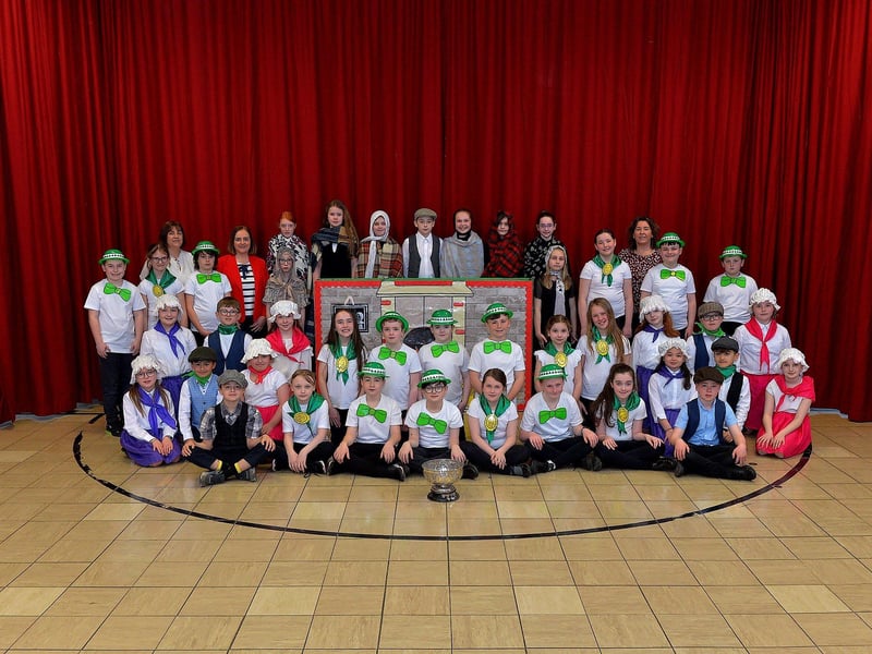 Feis Dhoire Cholmcille  will be ‘returning home’ to the very familiar surroundings of St. Columb’s Hall during Easter 2024. restoring its decades long connection with the prestigious city centre venue, with other venues including the Millennium Forum, The Playhouse and St Mary's College. The historic Derry Feis this year takes place from April 2 to 5 and the aim remains 'to promote and enhance the culture, arts and in particular the respective disciplines of the Irish, Classical Musical, Traditional Music, Song , Speech and Drama, History, Irish Dancing and Heritage of Ireland. Pictured here are pupils from St Anne’s Primary School, last year's winners of the Over 8 Action Song. Photo: George Sweeney.  DER2316GS – 03