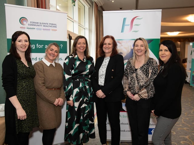 At the HSE & IDP Health, Social Care Recruitment & Education Fair in Inishowen Gateway Hotel on Tuesday last are HR team members from left are Sonya Gallagher, Mary Crampsey, Clodagh McGee, Maria Ferguson, Tara Devein and Anne Underwood. Photo Clive Wasson