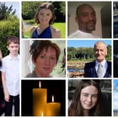 The ten victims of the Creeslough disaster. On left, Catherine O'Donnell (39) and her son James Monaghan (13). Top row, from left, Jessica Gallagher (24), Robert Garwe (50) and his daughter Shauna Flanagan Garwe (5). Middle row, Martina Martin (49), Hugh Kelly (59) and Martin McGill (49). Bottom row, Leona Harper (14) and James O'Flaherty (48).