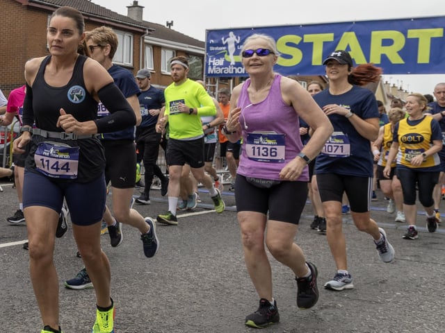 Berny Love and Josie Lawlor get going at the half marathon. (Photos: North West Newspix)