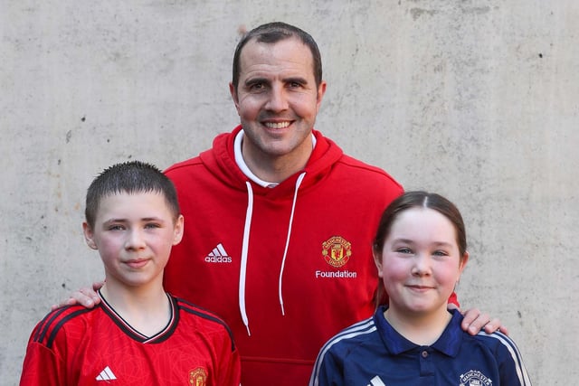 Former Man. Utd. and Republic of Ireland defender John O’Shea with Daniel and Bryanne.