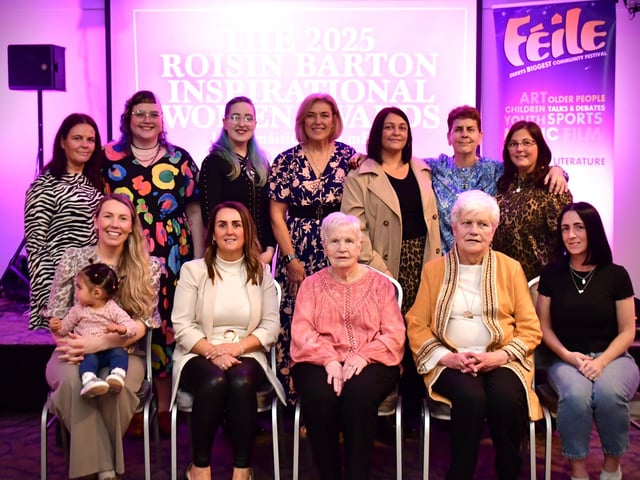The honourees and representatives of those who received the Roisin Barton Inspirational Award.