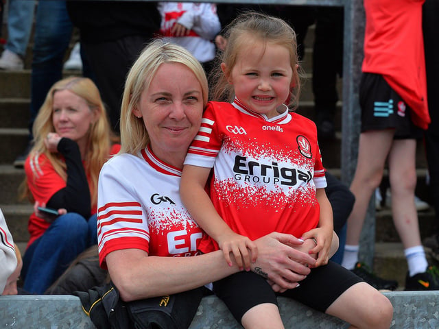 Derry fans at the game against Armagh in Celtic Park. Photo: George Sweeney