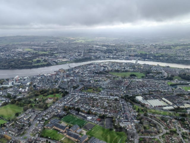 View of Derry from the helicopter.
