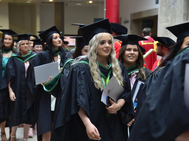 Students gathered in the Millennium Forum for the graduation ceremony.