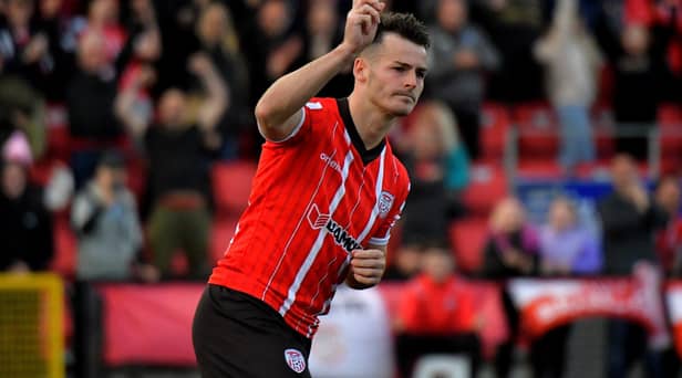 There was a first Derry City goal for Danny Mullen in Friday's 2-2 draw with Bohemians at Dalymount. Photo: George Sweeney. DER2334GS – 06