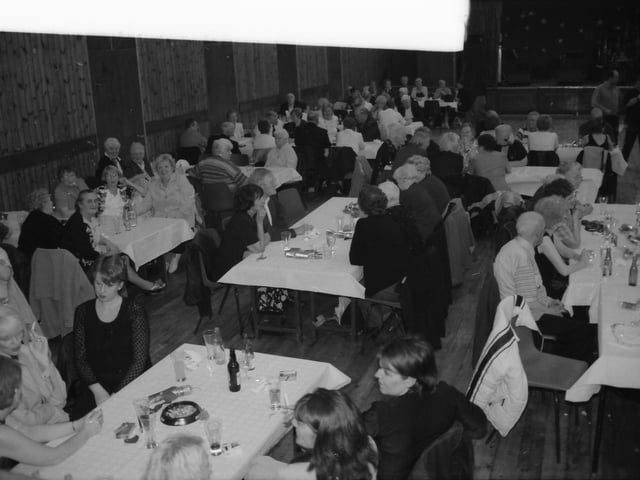 A festive atmosphere at the St. Eugene's Parish Hall dinner dance at Christmas 2000.