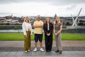 From L-R: Erin McFeely, Director Northern Ireland, Alchemy Technology Services; Alastair Cameron, Founder, TechTides; Alison Ballard, Principal Product Manager, Allstate NI; Aoife Heaney, Programme and Events Executive, The AMP Growth Incubator.
