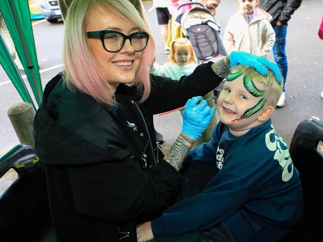Pearse Deery has his face painted by Anna at the St Brigid’s Heart of Community Festival on Saturday. (Photo - Tom Heaney, nwpresspics)