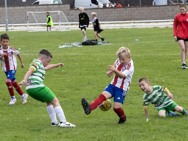 Action from the Core Soccer Academy v. Top of the Hill game in the Ryan McBride tournament on Wednesday afternoon.