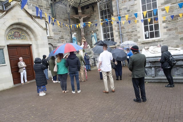 Long Tower parishioners taking part in the Rosary before Sunday's Annual St. Columba's Day Mass and Procession to the St. Columb's Wells. (Photos: Jim McCafferty Photography)