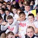 Participants at the Derry Diocese Fan The Flame annual Mass 2025 in Celtic Park.