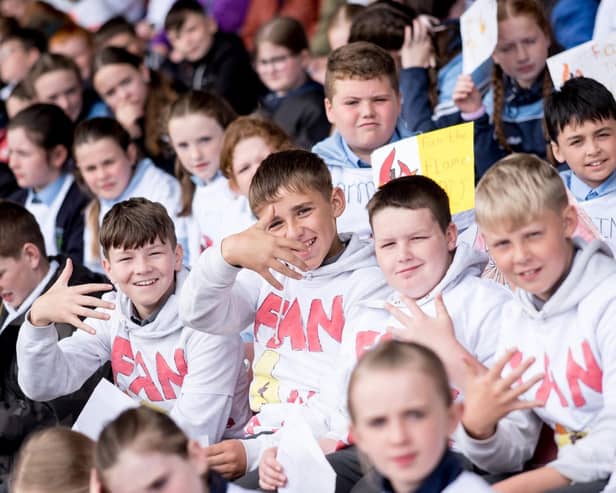 Participants at the Derry Diocese Fan The Flame annual Mass 2025 in Celtic Park.