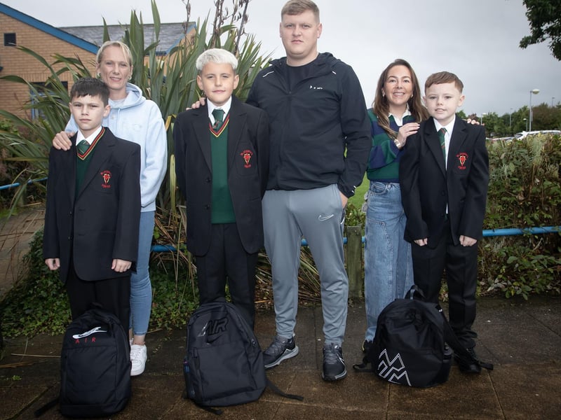 Parents pictured with their sons who started at St. Joseph's Boys School on Friday last.