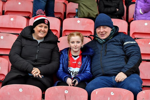 Fans at Derry’s NFL game against Galway at Celtic Park on Saturday evening. Photo: George Sweeney