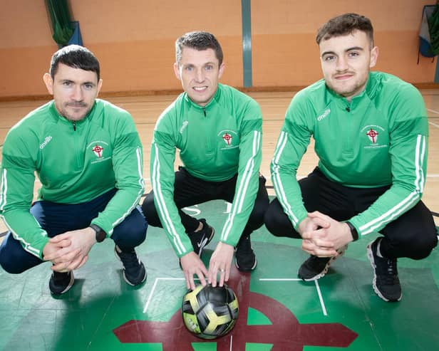 St. Joseph's Boys School u-18 coaches Declan Lynch, Emmett McGinty and Bobby Deane.