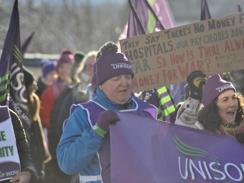 Striking public sector workers in Derry.