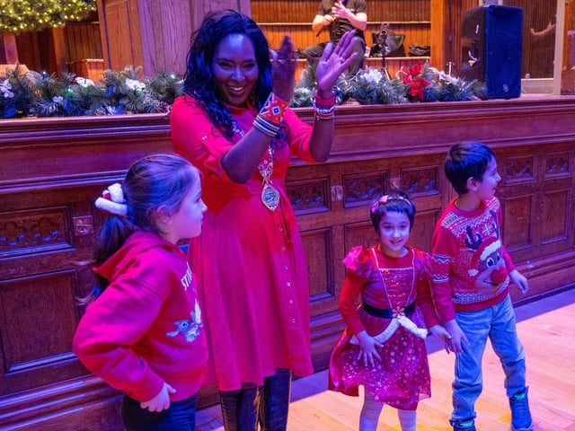 The Mayor Councillor Lilian Seenoi-Barr hosted a Christmas Community event at the Guildhall for people from across the Derry City and Strabane District Council area on Sunday. Picture Martin McKeown. 01.12.24 : Mayor's Community Christmas Party