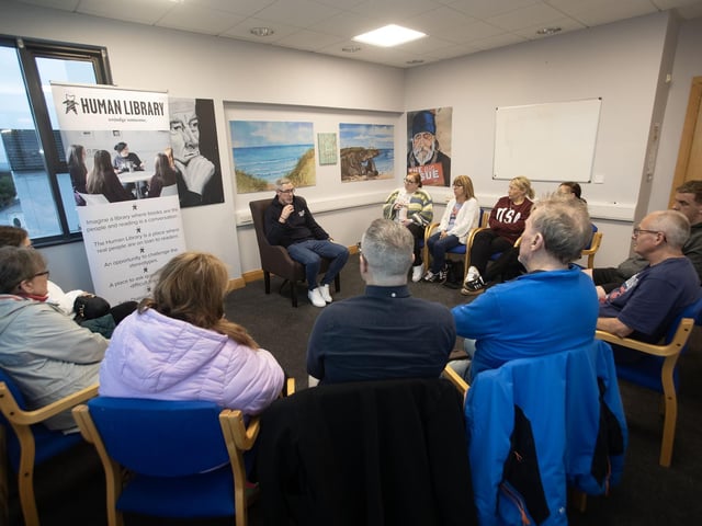 Facilitator Thomas Campbell leading one of the 'Human Library' classes on Thursday night.