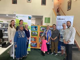 Pictured at the unveiling of the Threads for Corporate Justice Exhibition from Trócaire in partnership with IDP’s ChangeMakers Donegal to mark World Refugee Week; are (L-R): Olena Dzhos (IDP), Majida Alaskary, Kate O’Callaghan (ChangeMakers Donegal), Miriam Killeney, Nour Lhoub, Ilham Tizaoui, Maria Arram, Caroline Kuyper, Issame Elmotii who are members of Buncrana for All and Buncrana Community Welcome. The exhibition is on display at Buncrana Community Library, St. Mary';s Road Buncrana until the end of this week.