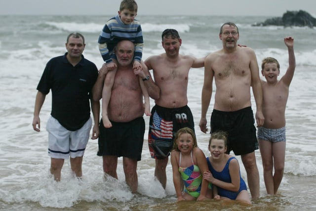 Some of the many bathers who participated in the New Years Day swim at Culdaff.  (0301JB11)